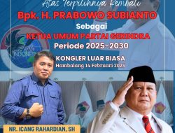 N.R. Icang Rahardian Ketum IWO-I Ucapkan Selamat Prabowo Subianto Terpilih Kembali Ketum Gerindra