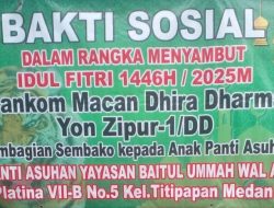 Sambut Idul Fitri 1446 H. Bankom Macan DD Bersama Yon Zipur 1/DD Gelar Baksos