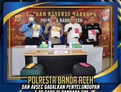 Polresta Banda Aceh bersama Avsec Bandara SIM Kembali Gagalkan Penyelundupan Narkotika