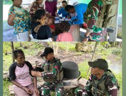 Peduli Kesehatan Warga, Satgas Yonif 131/Brajasakti Gelar Baksos Medis di Perbatasan Papua
