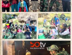 Prajurit Satgas Yonif 521/DY Berbagi Kasih Kepada Warga di Distrik Walesi