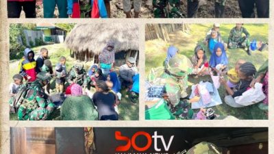 Prajurit Satgas Yonif 521/DY Berbagi Kasih Kepada Warga di Distrik Walesi