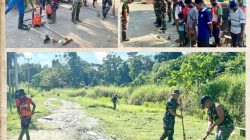 Sinergi Satgas Yonif 131/Brajasakti Dengan Warga Perbatasan Papua Melalui Budaya Gotong Royong