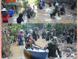 HUT Yonkav 3/AC Ke-73. Prajurit Satgas Pamtas Bersama Masyarakat Laksanakan Karya Bakti di Perbatasan
