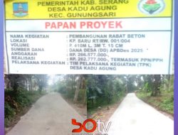 Pembangunan Rabat Beton di Desa Kadu Agung di Apresiasi Warga