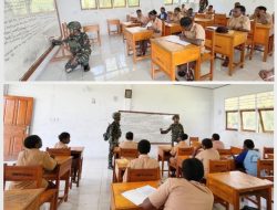 Cerdaskan Anak Bangsa, Personil Satgas Yonif 521/DY Bantu Mengajar di SMPN Wilayah Perbatasan