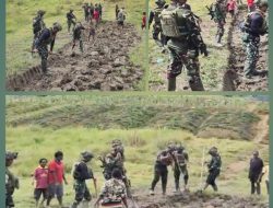 Prajurit dan Rakyat Satu Hati, Satgas Yonif 700/WYC Bangun Jalan Menuju Honai