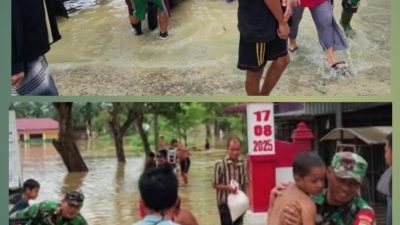 Tanggap Darurat Kodim 0203/LKT, Sigap Evakuasi Warga Terdampak Banjir