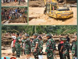 Kodam I/BB Bersama BNPB dan Relawan Bangun Jembatan Darurat Untuk Warga Terisolir Banjir