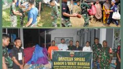 Tim Gulbencal Kodam I/BB Salurkan Bantuan Logistik Kepada Pengungsi di Batang Toru, Tapsel Sumut