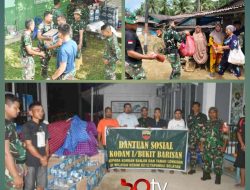 Tim Gulbencal Kodam I/BB Salurkan Bantuan Logistik Kepada Pengungsi di Batang Toru, Tapsel Sumut