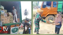 Yon Arhanud 11/WBY dan Wihara Budha Tzu Chi Salurkan Bantuan Untuk Korban Banjir di Kuala Simpang 