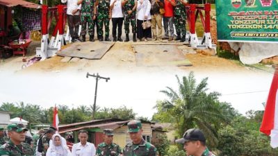 Danrem 022/PT Tinjau Jembatan Bailey Penghubung Dua Kecamatan di Kabupaten Langkat Sumut