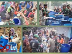 Bakti TNI AD, jajaran Korem 064/MY, Salurkan Air Bersih kepada Masyarakat Terdampak Kekeringan
